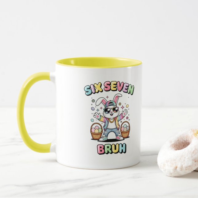 Happy Easter 67 meme Funny Bunny Mug (With Donut)