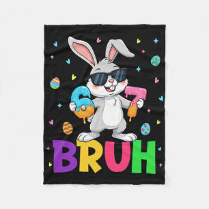 Happy Easter 67 Six Seven Bruh Meme Bunny Rabbit W Fleece Blanket
