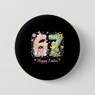 Happy Easter 6 7 Cute Rabbit 67 Bunny Six Seven Ea Cm Round Badge