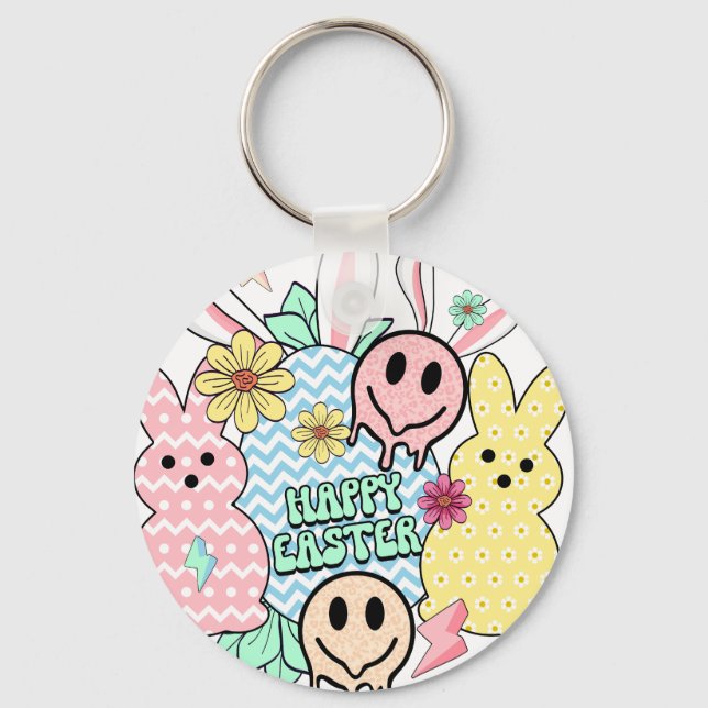 happy easter (6), retro, vintage key ring (Front)