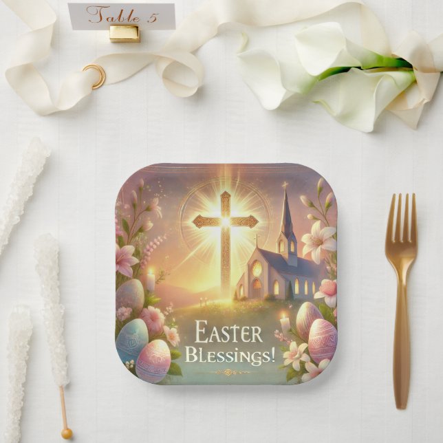 "Happy Easter: A Day of Love & Laughter" Paper Plate (Wedding)