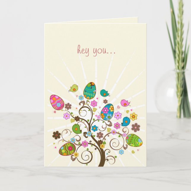 Happy Easter Abstract Easter Tree Holiday Card (Front)