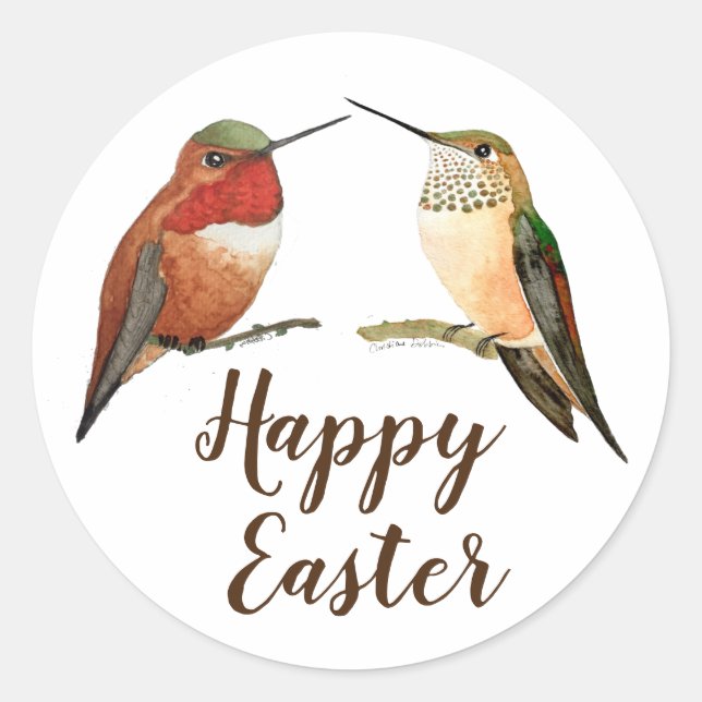 Happy Easter  Allen's Hummingbirds  Classic Round  Sticker (Front)