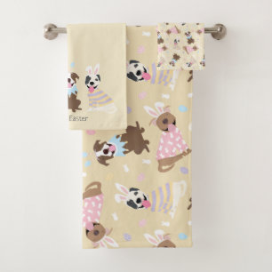 Happy Easter American Pit Bull Terrier Dogs Bath Towel Set