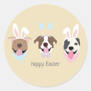 Happy Easter American Pit Bull Terrier Dogs Classic Round Sticker