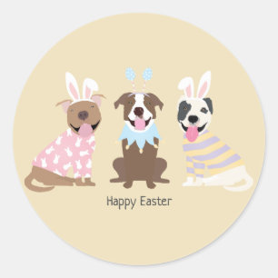 Happy Easter American Pit Bull Terrier Dogs Classic Round Sticker