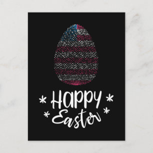 Happy Easter and Easter egg with American flag Holiday Postcard
