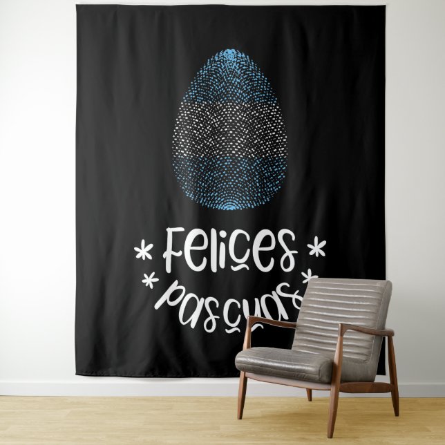 Happy Easter and Easter egg with Argentinian flag Tapestry (In Situ)