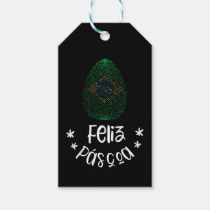 Happy Easter and Easter egg with Brazilian flag Gift Tags