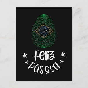 Happy Easter and Easter egg with Brazilian flag Holiday Postcard
