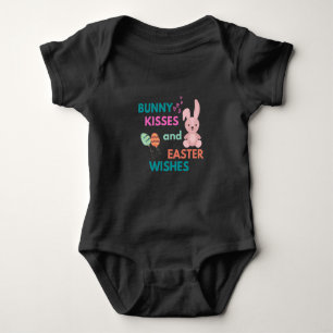 Happy Easter And Funny Bunny Kisses T-Shirt Baby Bodysuit