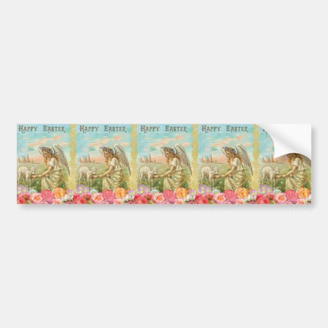happy easter angel bumper sticker (Front)