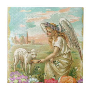 happy easter angel ceramic tile