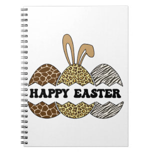 Happy Easter Animal Print Easter Eggs Bunny Notebook