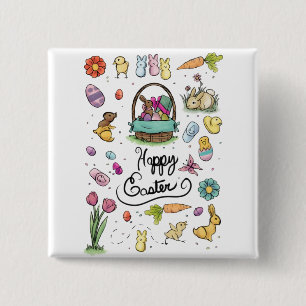 Happy Easter Art 15 Cm Square Badge