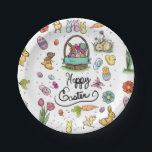 Happy Easter Art Paper Plate<br><div class="desc">A colourful Easter and Spring design featuring cute bunnies,  baby chicks,  flowers,  eggs,  and candy!</div>