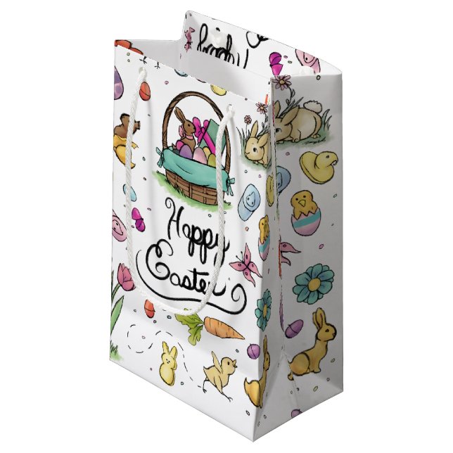 Happy Easter Art Small Gift Bag (Front Angled)
