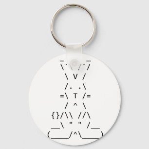 Happy Easter ASCII Bunny Art Key Ring
