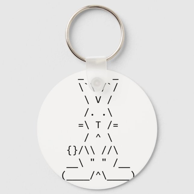 Happy Easter ASCII Bunny Art Key Ring (Front)
