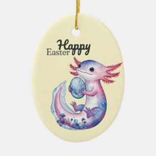 Happy Easter axolotl Ceramic Ornament