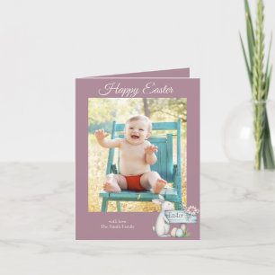 Happy easter baby boy personalised photo holiday card