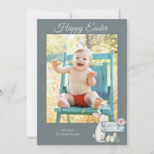 Happy easter baby boy personalised photo holiday card