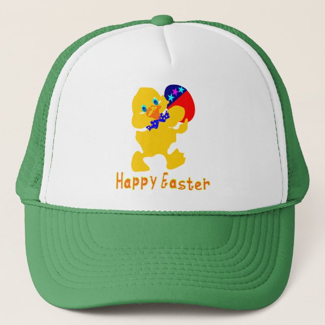 ♫♥Happy-Easter Baby-Chick Chic Trucker Hat♥♪ Hat (Front)