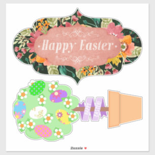 Happy Easter Banner and Topiary Cute