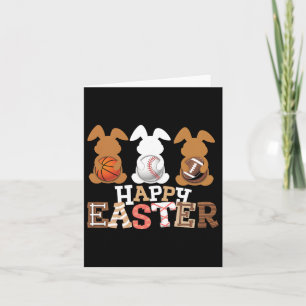 Happy Easter Baseball Football Basketball Bunny Ra Card