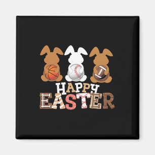 Happy Easter Baseball Football Basketball Bunny Ra Magnet