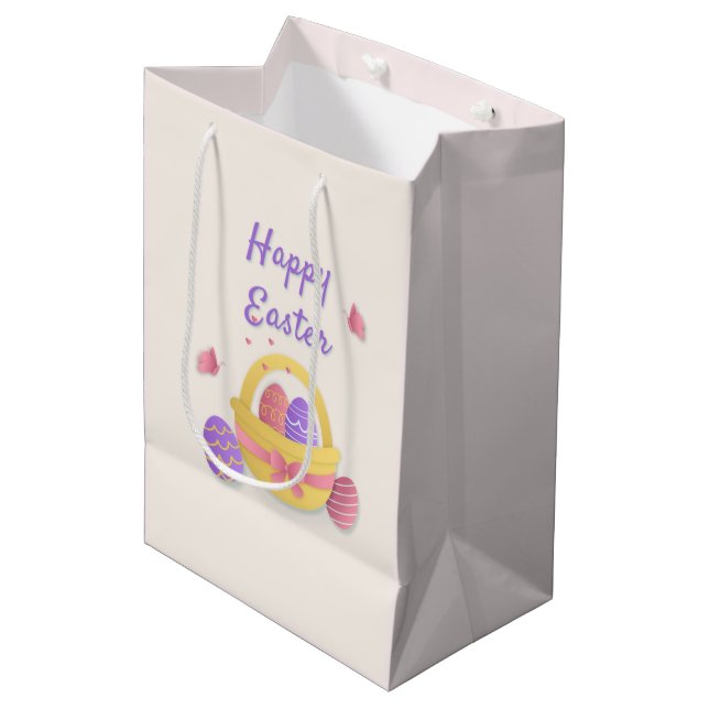 Happy Easter basket and butterflies Medium Gift Bag (Front Angled)