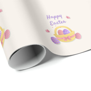 Happy Easter basket and butterflies Wrapping Paper