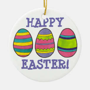 Happy Easter Basket Painted Egg Hunt Eggs Ornament