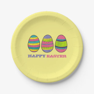 Happy Easter Basket Painted Egg Hunt Eggs Paper Plate