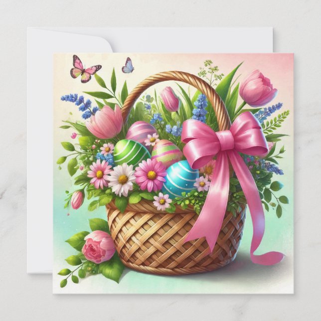 Happy Easter Basket Print Design Invitation (Front)