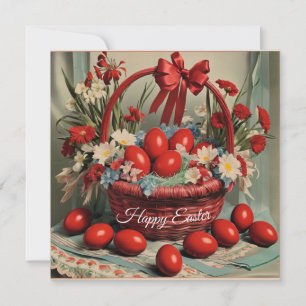 Happy Easter basket with eggs Holiday Card