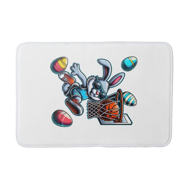 Happy Easter Basketball Boys Easter Bunny Funny Ea Bath Mat (Front)