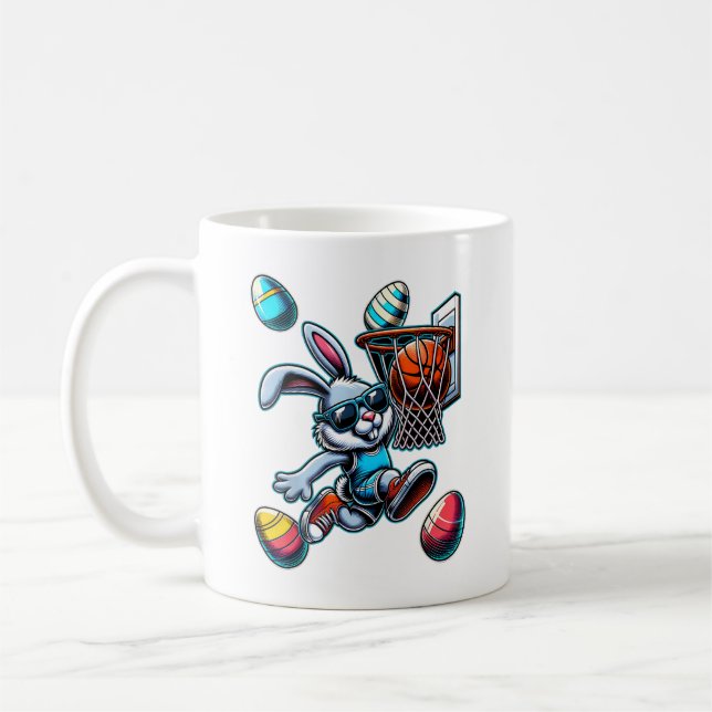 Happy Easter Basketball Boys Easter Bunny Funny Ea Coffee Mug (Left)