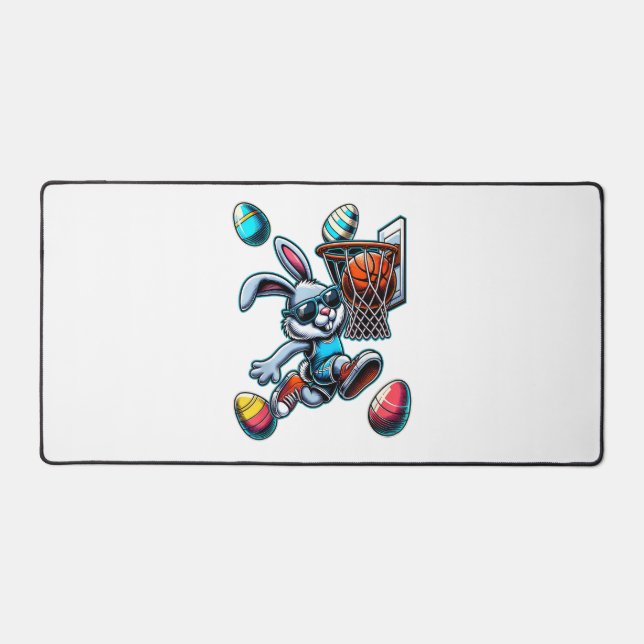 Happy Easter Basketball Boys Easter Bunny Funny Ea Desk Mat (Front)