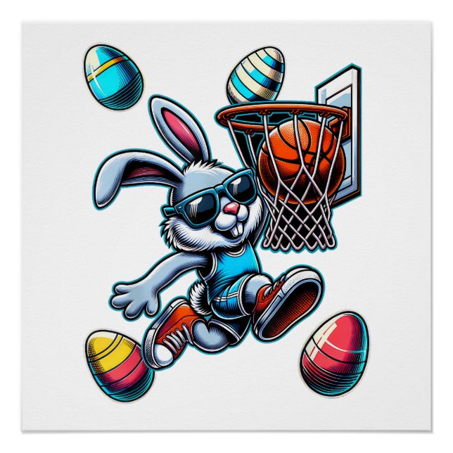 Happy Easter Basketball Boys Easter Bunny Funny Ea Poster (Front)