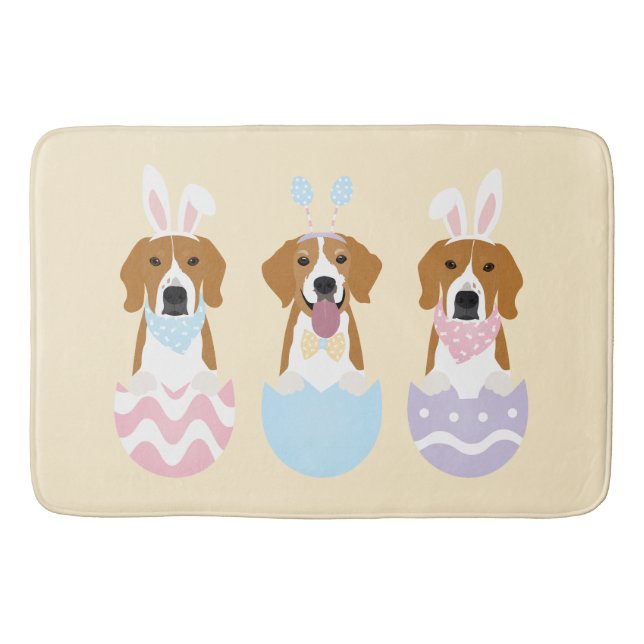 Happy Easter Beagle Dogs Bath Mat (Front)