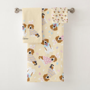 Happy Easter Beagle Dogs Bath Towel Set