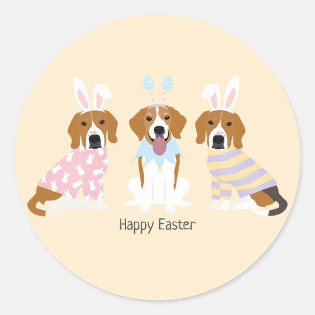 Happy Easter Beagle Dogs Classic Round Sticker (Front)