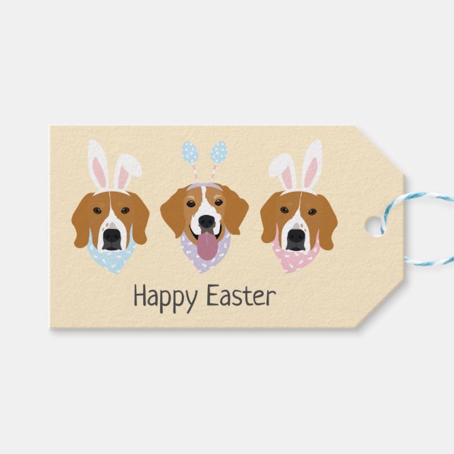 Happy Easter Beagle Dogs Gift Tags (Front (Horizontal))