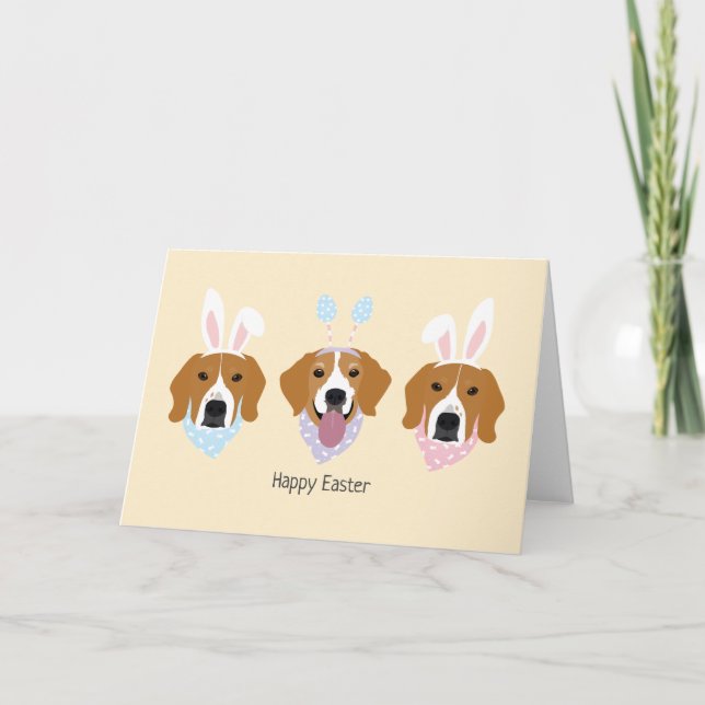 Happy Easter Beagle Dogs Holiday Card (Front)