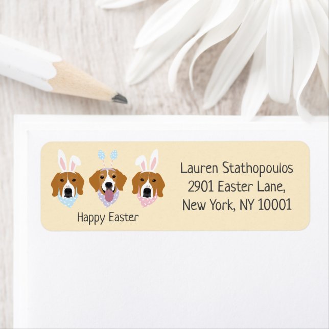 Happy Easter Beagle Dogs Return Address Label (Insitu)