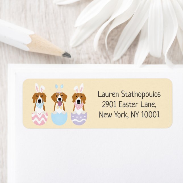 Happy Easter Beagle Dogs Return Address Label (Insitu)