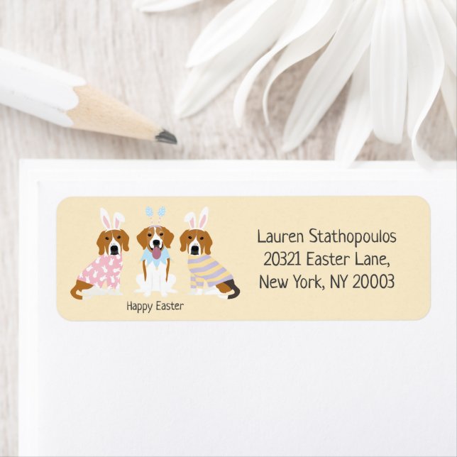 Happy Easter Beagle Dogs Return Address Label (Insitu)