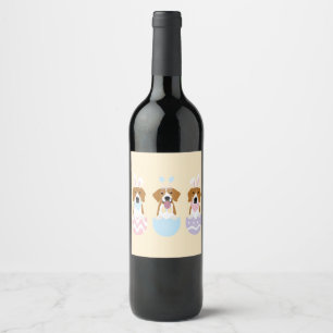 Happy Easter Beagle Dogs Wine Label