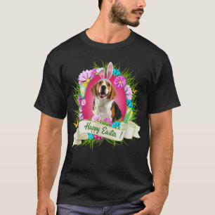Happy Easter Beagle Wearing Bunny Ear Eggs Cool T-Shirt